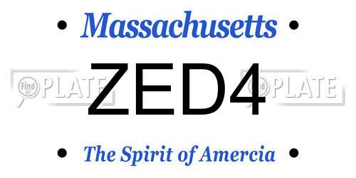 ZED4 Massachusetts License Plate