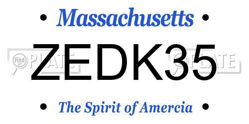 ZEDK35 Massachusetts License Plate