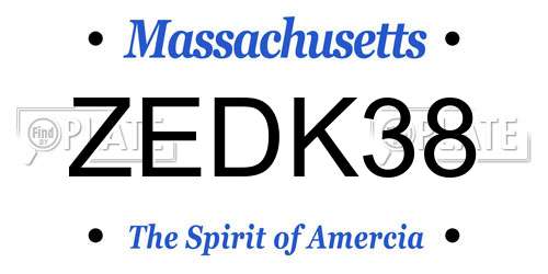 ZEDK38 Massachusetts License Plate