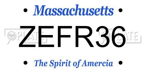 ZEFR36 Massachusetts License Plate