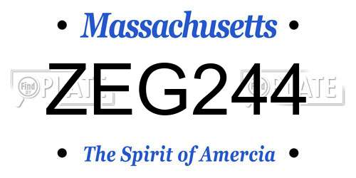 ZEG244 Massachusetts License Plate