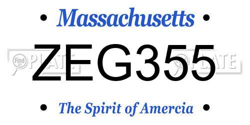 ZEG355 Massachusetts License Plate