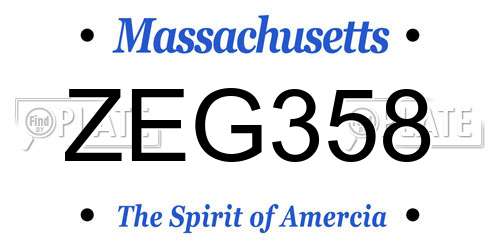 ZEG358 Massachusetts License Plate