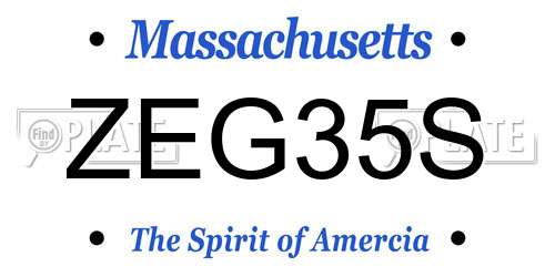 ZEG35S Massachusetts License Plate