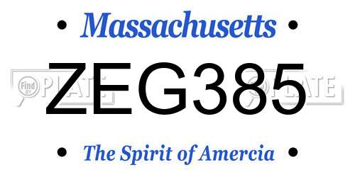 ZEG385 Massachusetts License Plate