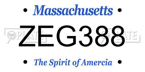ZEG388 Massachusetts License Plate