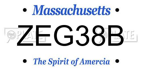 ZEG38B Massachusetts License Plate
