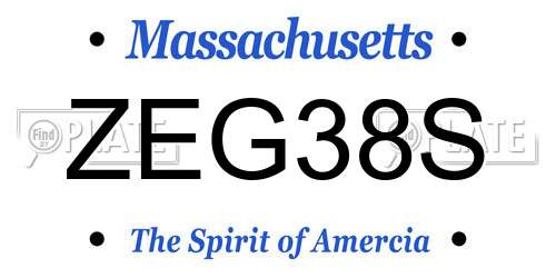 ZEG38S Massachusetts License Plate