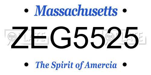 ZEG5525 Massachusetts License Plate