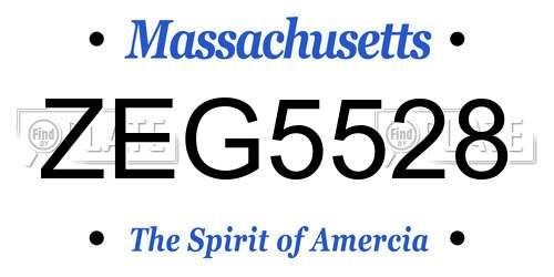 ZEG5528 Massachusetts License Plate