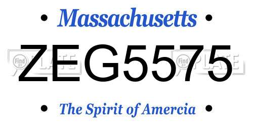 ZEG5575 Massachusetts License Plate