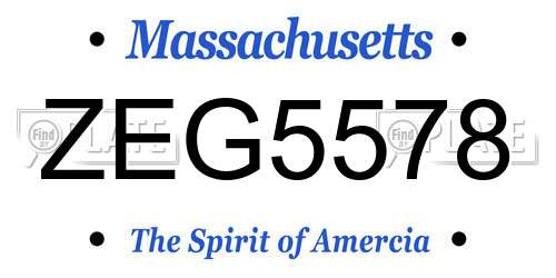 ZEG5578 Massachusetts License Plate