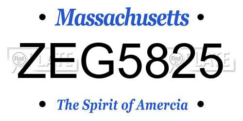 ZEG5825 Massachusetts License Plate