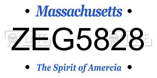 ZEG5828 Massachusetts License Plate