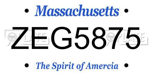 ZEG5875 Massachusetts License Plate