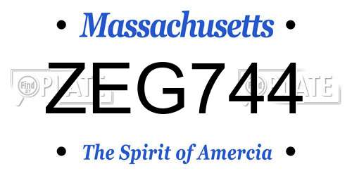 ZEG744 Massachusetts License Plate