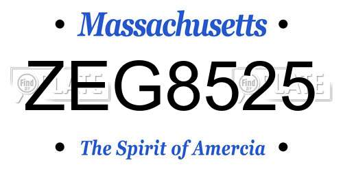 ZEG8525 Massachusetts License Plate