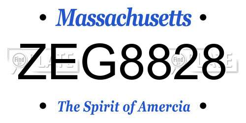ZEG8828 Massachusetts License Plate