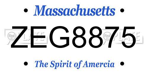 ZEG8875 Massachusetts License Plate