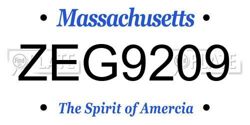ZEG9209 Massachusetts License Plate