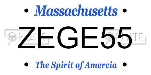 ZEGE55 Massachusetts License Plate