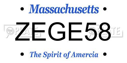 ZEGE58 Massachusetts License Plate