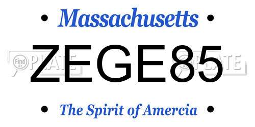 ZEGE85 Massachusetts License Plate
