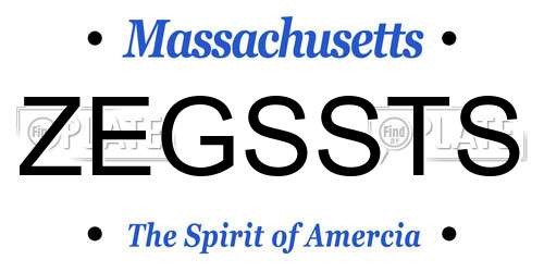 ZEGSSTS Massachusetts License Plate