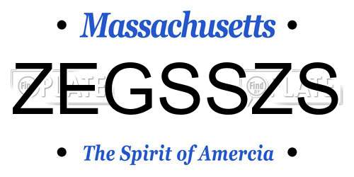 ZEGSSZS Massachusetts License Plate