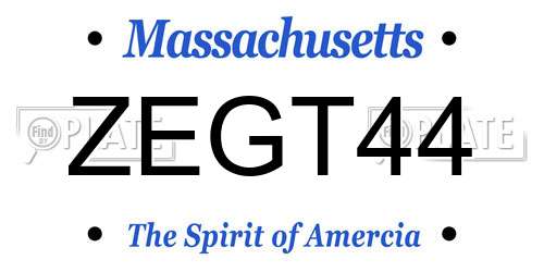 ZEGT44 Massachusetts License Plate