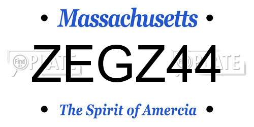 ZEGZ44 Massachusetts License Plate