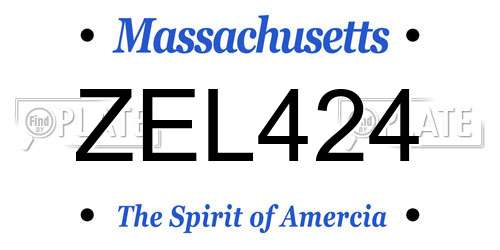 ZEL424 Massachusetts License Plate