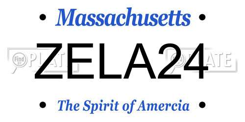 ZELA24 Massachusetts License Plate