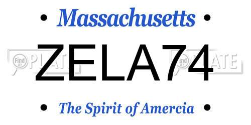 ZELA74 Massachusetts License Plate