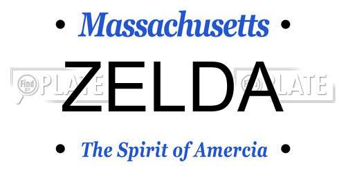 ZELDA Massachusetts License Plate