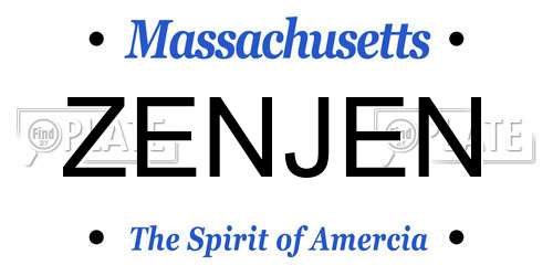 ZENJEN Massachusetts License Plate