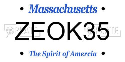 ZEOK35 Massachusetts License Plate