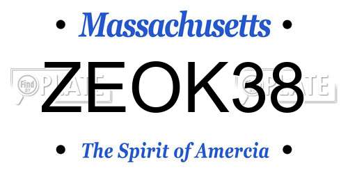 ZEOK38 Massachusetts License Plate