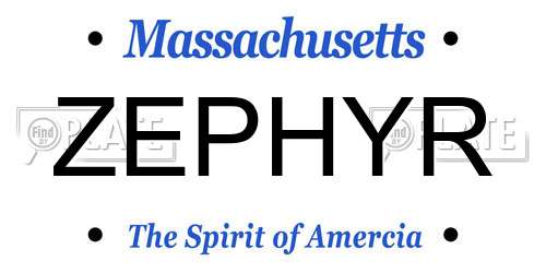 ZEPHYR Massachusetts License Plate
