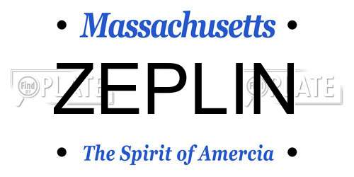 ZEPLIN Massachusetts License Plate