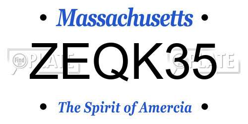 ZEQK35 Massachusetts License Plate