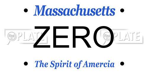 ZERO Massachusetts License Plate