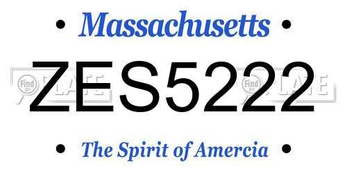 ZES5222 Massachusetts License Plate