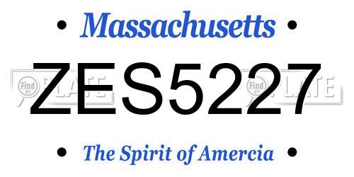 ZES5227 Massachusetts License Plate