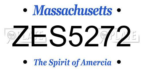 ZES5272 Massachusetts License Plate