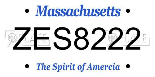 ZES8222 Massachusetts License Plate