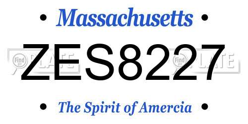ZES8227 Massachusetts License Plate