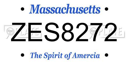 ZES8272 Massachusetts License Plate