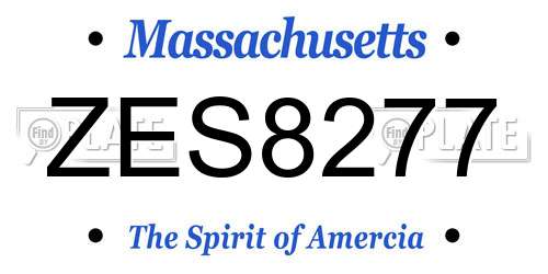ZES8277 Massachusetts License Plate
