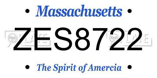 ZES8722 Massachusetts License Plate